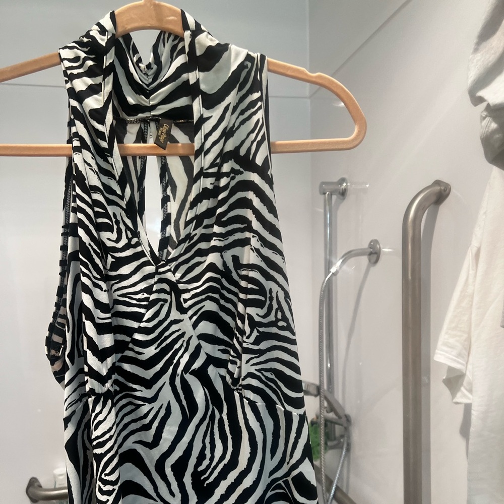 Zebra print high Holler open back Shirt